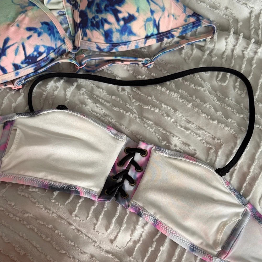 PINK Victoria's Secret Pastel Tie-Dye Bikini Top 2pk